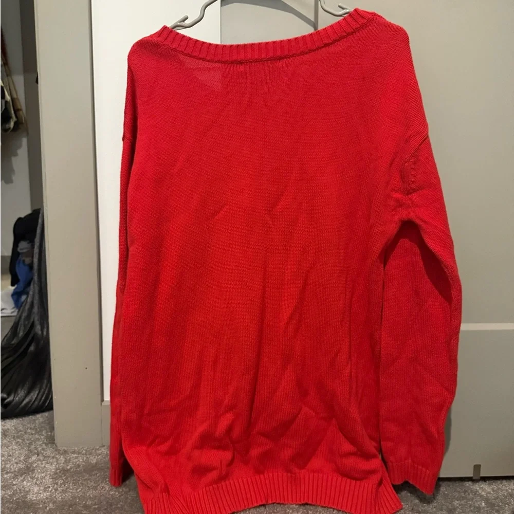 Red Graphic Betsey Johnson  Face Sweater - Picture 3 of 3